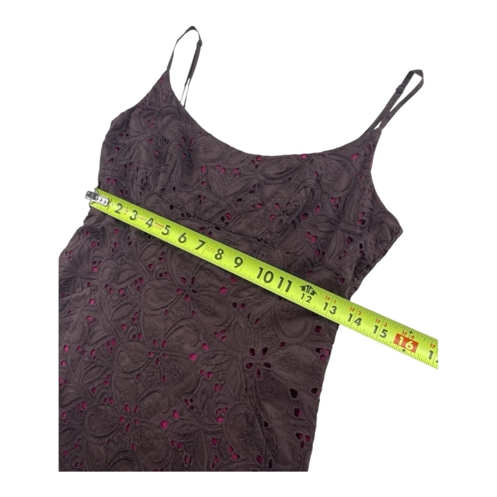 Ann Taylor Women’s 4 Brown Eyelet Lace Sundress – Pink Lining, Spaghetti Straps - Picture 10 of 13